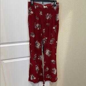 Free People Red and White Wide Leg Pants
